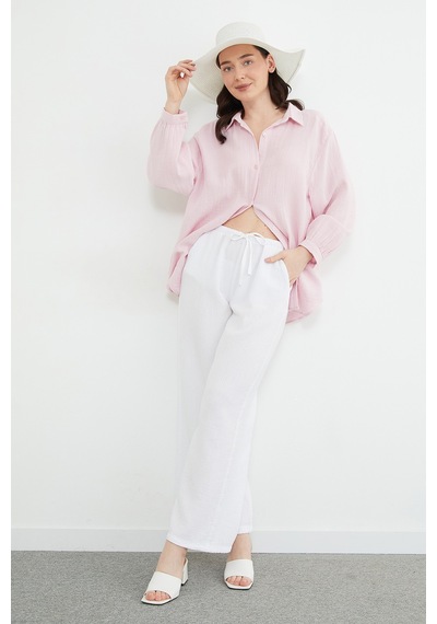 Fullamoda Basic Oversize Gömlek Pembe