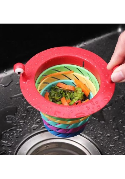Renkli 6 Kademeli Lavabo Süzgeci Katlanabilir Mutfak Gider Tıpası Evye Banyo Filtre Plastik Diğer