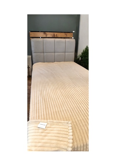 Merinos Modern Line Tek Kişilik Peluş Battaniye Bej