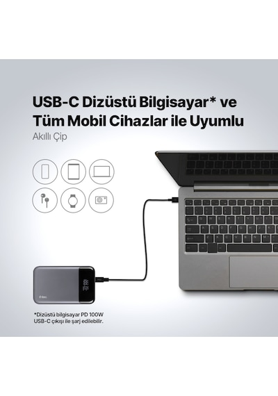 Ttec Recharger Pro Lcd 20.000mah Pd 130w Taşınabilir Hızlı Şarj Aleti/powerbank 2bb218ug Renkli