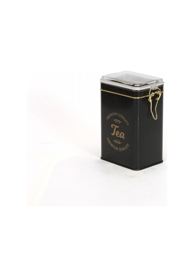 Evle Sn Tea Desenli Kilitli Kapaklı Dikdörtgen Metal Saklama Kabı Siyah 1 L 7.5 x 10 x 15 CM Siyah