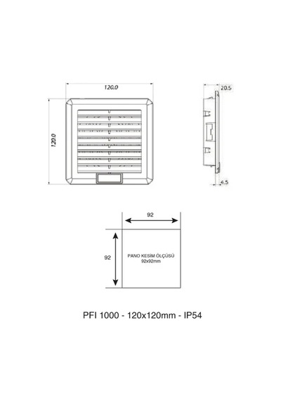 Pfı1000 120x120x20,5mm Ip54 Pano Çıkış Filtresi Plastim Plastim Pfı 1000 10'lu Paket