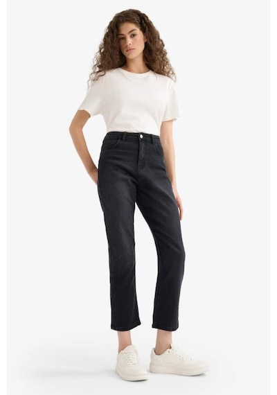 Defacto Mary Vıntage Straight Fit Yüksek Bel Bilek Boy Jean Pantolon E9819AX25AU Siyah