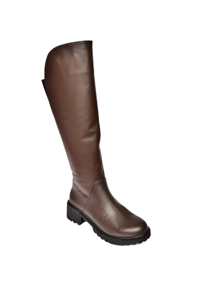 Fox Shoes N654032803 Kahverengi Hakiki Deri Alçak Topuklu Kadın Çizme Kahverengi