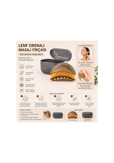 Robeve Lenf Drenaj Masaj Fırçası Yüz, Boyun Ve Çene Hattı Için Ergonomik Tasarım, Yoğun Yumuşak Kıllı Cilt Dostu Masaj Fırçası + Hijyenik Saklama Kutulu, Evde Spa Bakım Aksesuarı