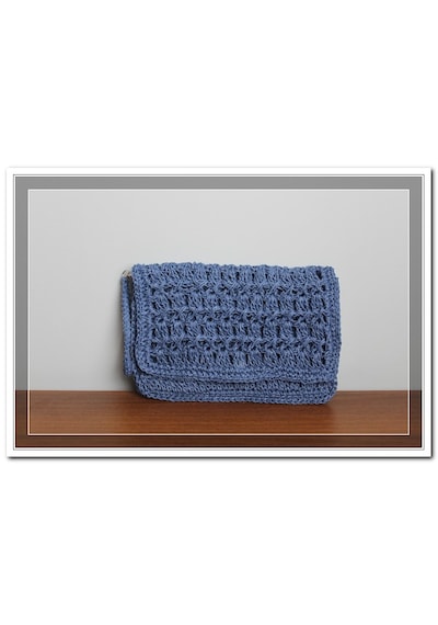 Aleylife El Yapımı Kağıt İp Clutch Makyaj Çantası -lazivert Koyu Lacivert