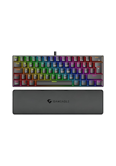 60% Kablolu Rgb Mekanik Oyuncu Klavyesi, 62 Tuşlu Türkçe Q Siyah