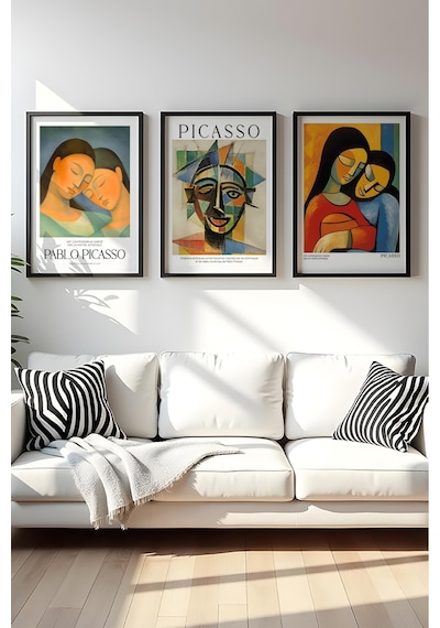 Huhuli Ahşap Siyah Çerçeveli Pablo Picasso Tablo Seti Huhu546
