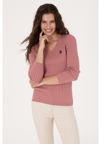 U.S. Polo Assn. Kadın Orkide V Yaka Basic Kazak 50313625-VR221