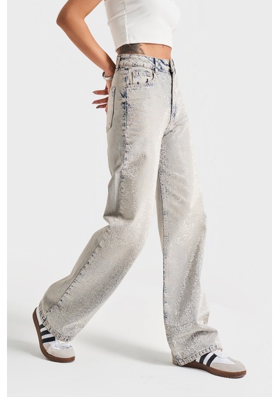 it's basic Kadın T.kot Rengi T-4s5-90 Parlak Taşlı %100 Koton Tasarım Straight Fit Denim Jean Kırmızı