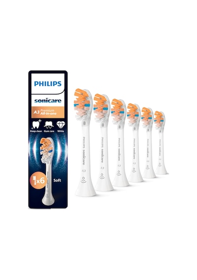 Philips Sonicare A3 Premium Hepsi Bir Arada, Orijinal Yedek Fırça Başlıkları, Beyaz, 6'lı Paket, Hx9096/87