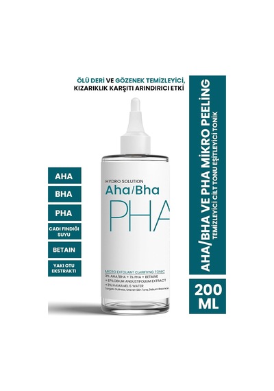 Hydro Solutıon Aha/bha Ve Pha Mikro Peeling Temizleyici Cilt Tonu Eşitleyici Tonik 200 Ml