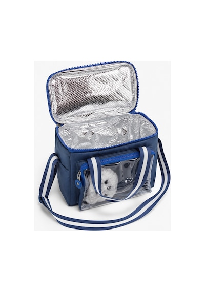 Çocuk Termal Okul Beslenme Çantası Şeffaf Cepli Peluş Aksesuarlı Omuz Askılı Lunch Bag İndigo
