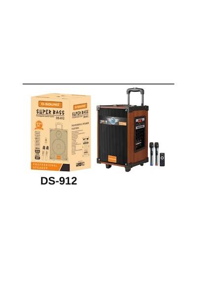 D-sound Ds-912 3 Kanal Taşınabilir Şarjlı Hoparlör + 2 Telsiz Mikrofonlu Saz Gitar Anfisi