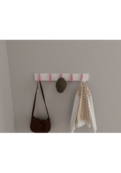 Hepsi3boyutlu Modern Duvar & Kapı Baston Askılık - 5 Adet Pembe J Askılık - Model No : 6 Pembe