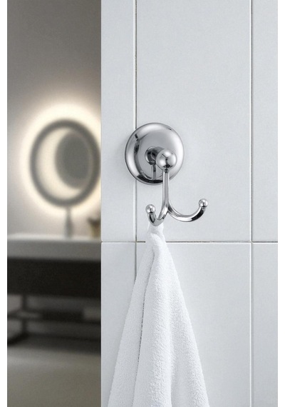 2li Banyo Havlu Bornoz Askılığı Gri
