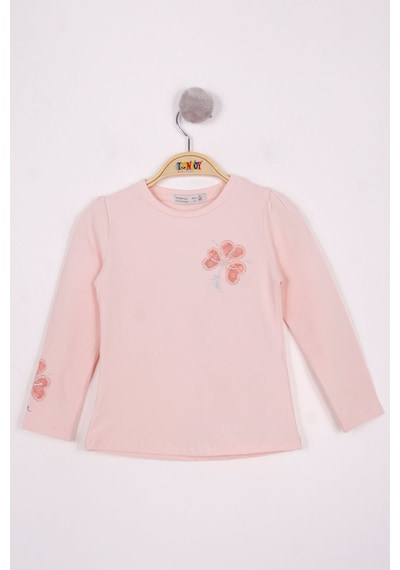 Toontoy Kids Toontoy Kız Çocuk Yonca Nakışlı Sweatshirt Pudra