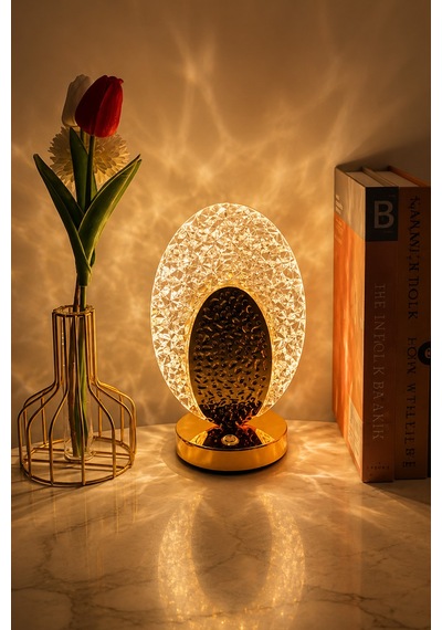 Oval Kristal Led Masa Lambası 3 Renk Işıklı Dekoratif Aydınlatma 8381888