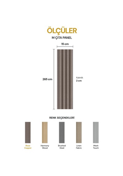 Vilo Mpc M Çıta Duvar Paneli Rose Copper 265cm Yapıştırmalı Montaj - Neme Ve Darbeye Dayanıklı