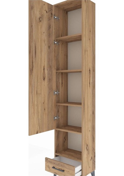 Arges Dolap 5 Raflı Tek Çekmeceli Tek Kapaklı 44x30x221 Çam-çam Çam