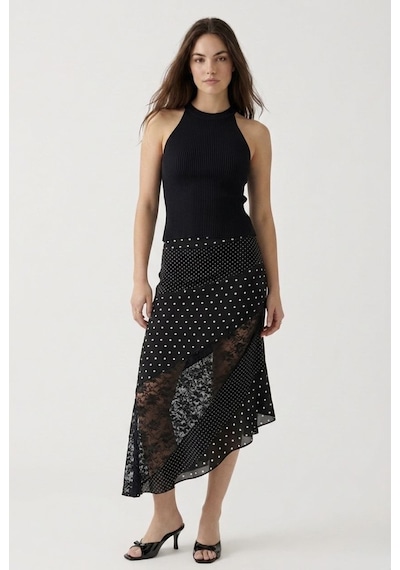 Neden Tekstil Kadın Fitilli Halter Yaka Crop Bluz - Siyah