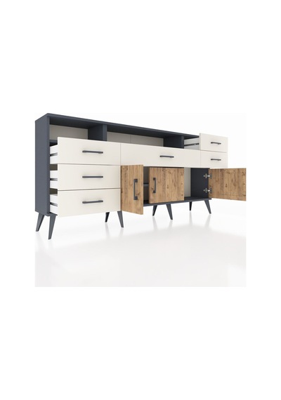 Arges Konsol 3 Raflı 6 Çekmeceli 3 Kapaklı 176x30x83 Antrasit-çam/aytaşı Çam/aytaşı Arges Konsol 3 Raflı 6 Çekmeceli 3 Kapaklı 176x30x83 Antrasit-çam/aytaşı Çam/aytaşı