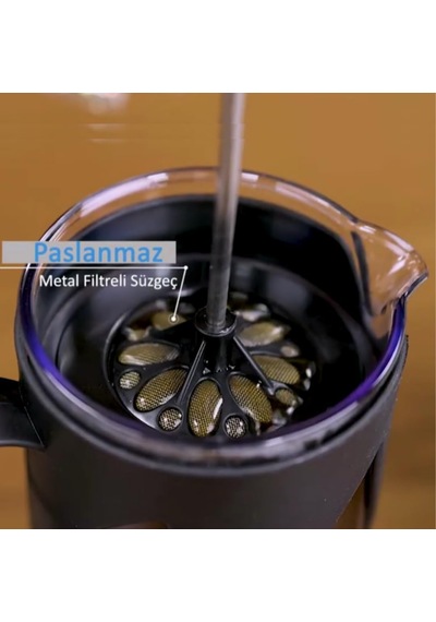 Kahve & Çay Presi, Paslanmaz Metal Süzgeçli Coffee French Press, Bitki Çayı Demliği 500 Ml Siyah Diğer