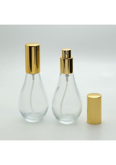 Parfüm Şişesi 70 ML 2 Adet Boş Ampul Şişe Sarı Metal Valf ve Kapak