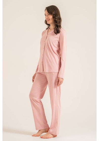 Pierre Cardin Kadın Stripes Pembe Gömlek Pijama Takımı Pc9296-s-v1 Pc9296-s-v1