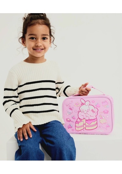 Out&about Teeny Tiny Square Lunchbox- Tavşan Desenli Isi Yalıtımlı Beslenme Çantası Açık Pembe