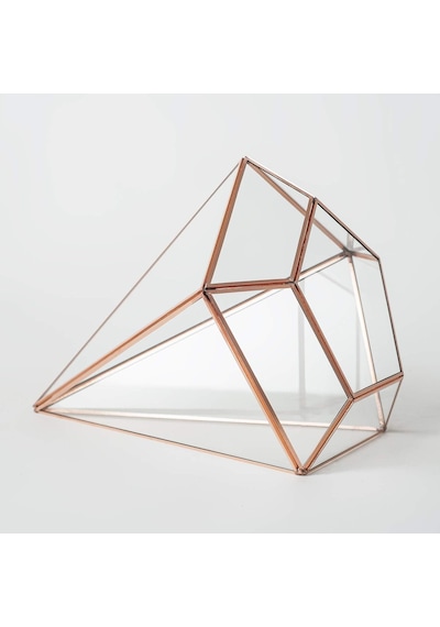 26x21x21cm Bakır Rose Gold Geometrik Teraryum Cam Fanus Aksesuar Çikolata Kutusu