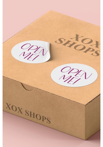 Fuşya Yazılı Open Me Beyaz Sticker 3x3cm St2255 Çok Renkli