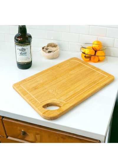 Deconox Bambu Kesme Tahtası Antibakteriel Yıkanabilir Doğrama Tahtası Dikdörtgen 34x24cm - B.ek-163 Diğer