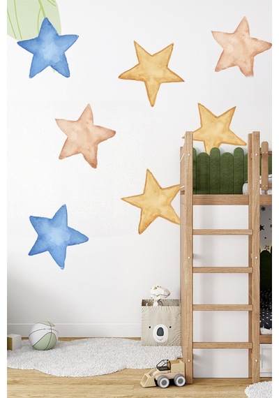 Işıltılı Yıldızlar Temalı 20 Parça Çocuk Ve Bebek Odası Dekoratif Duvar Sticker Seti Figür 4