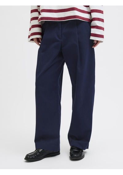 Jack & Jones Kadin Pileli Barrel Fit Kesim Pantolo - Maddy - 12282465 Maritime Blue