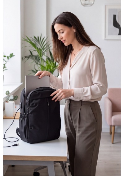 Multimission Usb Şarj Unisex Laptop Sırt Çantası Üniversite Okul Günlük Kullanım Çantası Hafif E... Siyah
