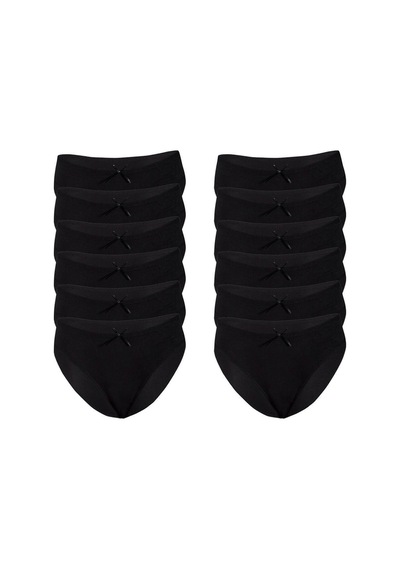 Özten Kadın 12'li Paket Bambu Bikini Külot Siyah