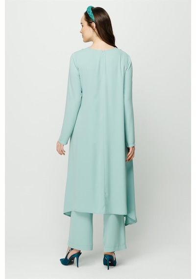 Esswaap Eteği Büzgü Detaylı Tunik Pantolon Takım Mint-mint Mint Yeşili