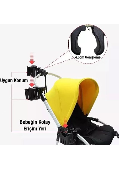 Coofbe Bebek Arabası Bisiklet Motosiklet İçin Ayarlanabilir Bardak ve Cep Telefonu Tutucu Biberon Tutucu Scooter Tutucu