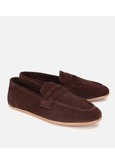 Hotiç Kadın Süet Deri Kahverengi Yumuşak Dokulu Klasik Loafer