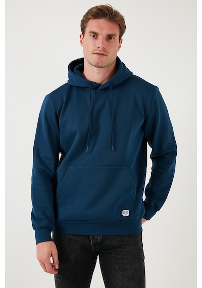 Buratti Regular Fit Kapüşonlu Kanguru Cepli Içi Tüylü Yumuşak Şardonlu Erkek Sweat 5905281 Indigo