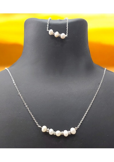Doğal Inci Kolye Bileklik Set