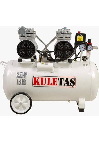 Kuletaş Süper Sessiz Yağsız Kompresör 60 Litre Çift Motor 2 Hp