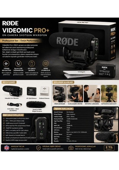 Røde Videomic Pro+ Profesyonel Kamera Üstü Shotgun Mikrofon