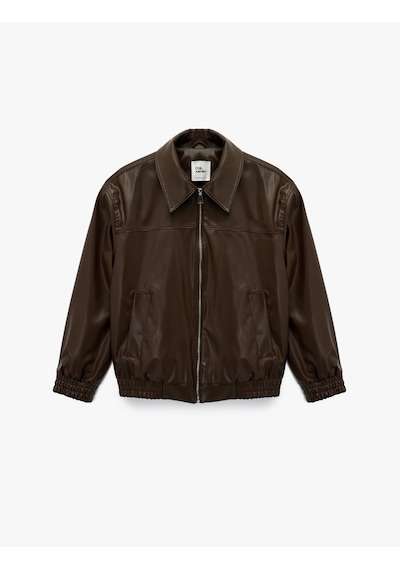 Koton Klasik Yaka Cepli Fermuarlı Suni Deri Oversize Bomber Ceket Kahverengi 6wal20150ıw Kahve Koton Klasik Yaka Cepli Fermuarlı Suni Deri Oversize Bomber Ceket Kahverengi 6wal20150ıw Kahve