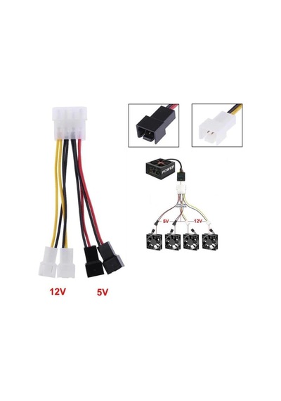 Fan Çoklayıcı Kablo Splitter 4 Pin Switch 3 Pin 3 Port