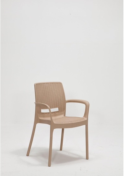 Rattan Small Lüx Camlı Cappucino Masa Takımı Bahçe&balkon 1 Camlı Masa + 4 Sandalye Diğer
