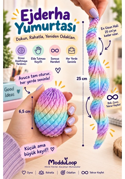 Stres Gideren Ejder Yumurtası Sonsuz Hareket - Renk Geçişli