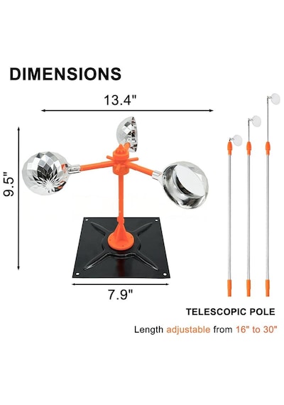 Peller Pro Solar Bird Spinner Kuş Kovucu Turuncu Uzatılabilir