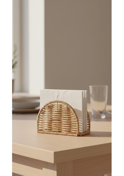 Oval Rattan Peçetelik Mien Doğal, Dekoratif & Sunumluk Açık Kahverengi